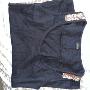 Black tank top with bronze sparkles